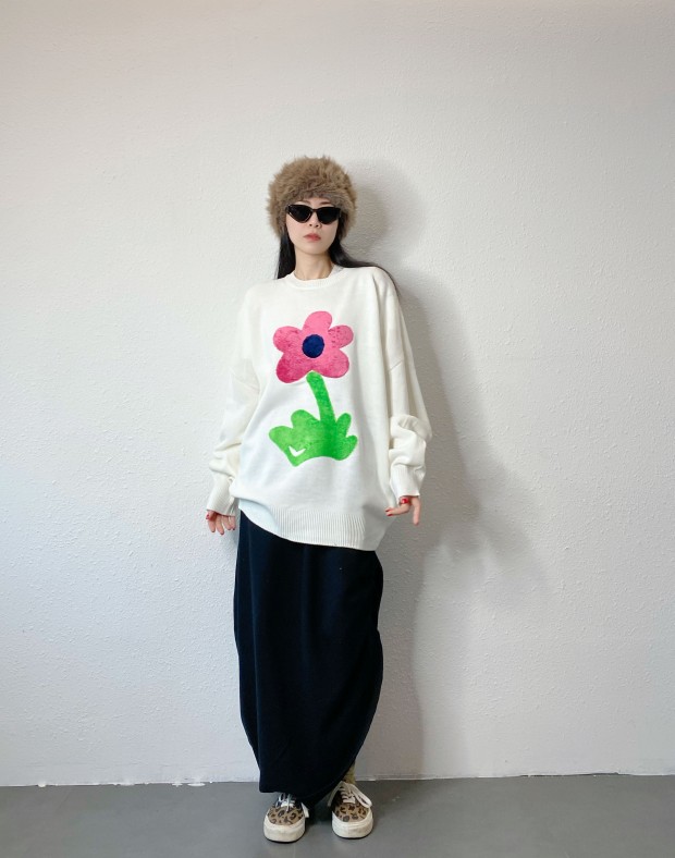 White Floral Knit #241242